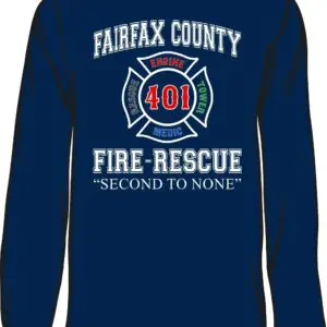 Fire Rescue shirt with Fairfax County logo.