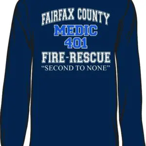 Fire-rescue shirt with "Second to None" text.