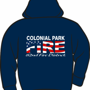 Hoodie with Colonial Park Fire District design.