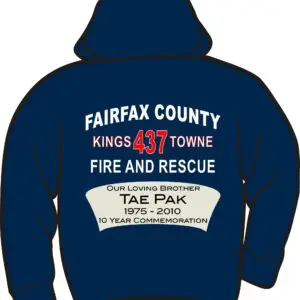 Hoodie with Fairfax County Fire Rescue design.