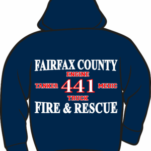 Fairfax County Fire & Rescue hoodie design.