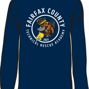 Navy shirt with Fairfax County rescue logo.