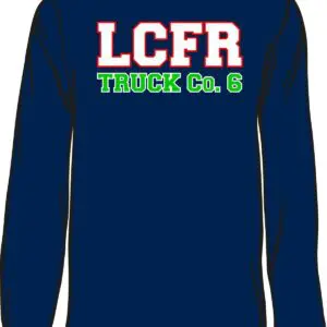 Blue shirt with LCFR Truck Co. 6.