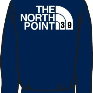 Blue sweatshirt with "The North Point 39" logo.