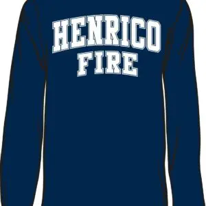 Navy sweatshirt with "Henrico Fire" text.