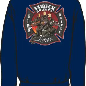 Fire rescue sweatshirt with Cerberus design.