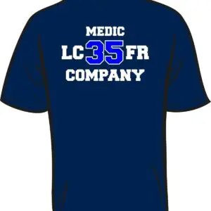 Navy shirt with "MEDIC LC35FR COMPANY".