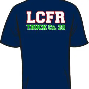 Blue T-shirt with LCFR Truck Co. 20.