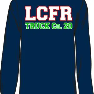 Navy shirt with "LCFR Truck Co. 20.